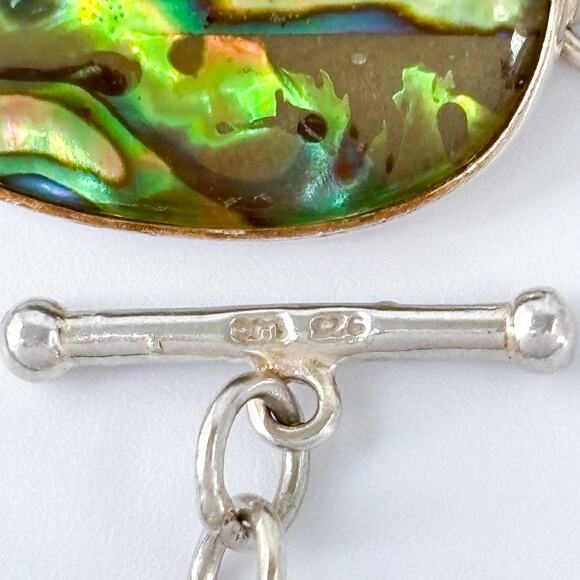 Vintage LUC Sterling Silver 925 Abalone Panel Link Bracelet 7”-8” - Picture 3 of 7